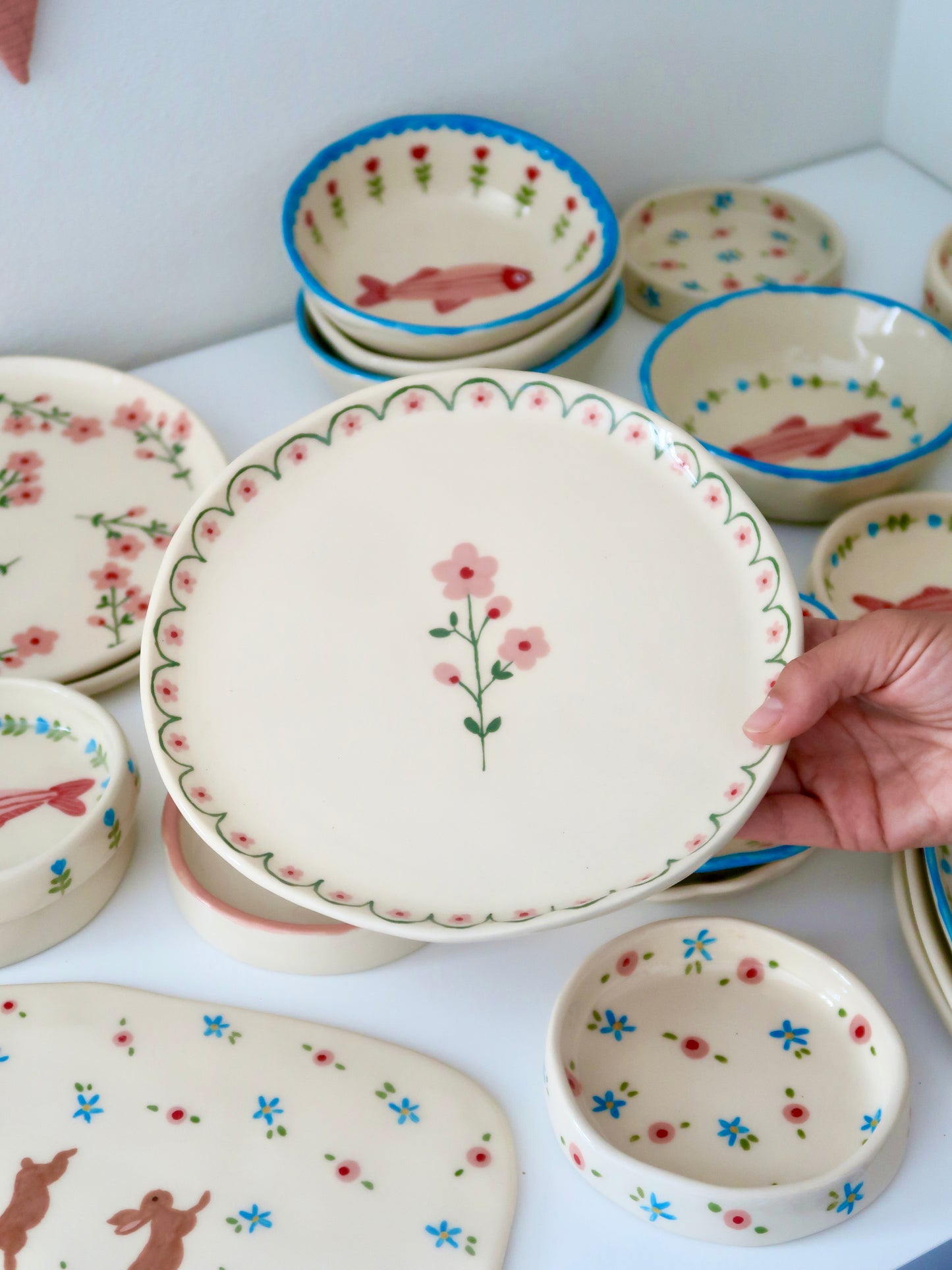 Plate with pink flowers