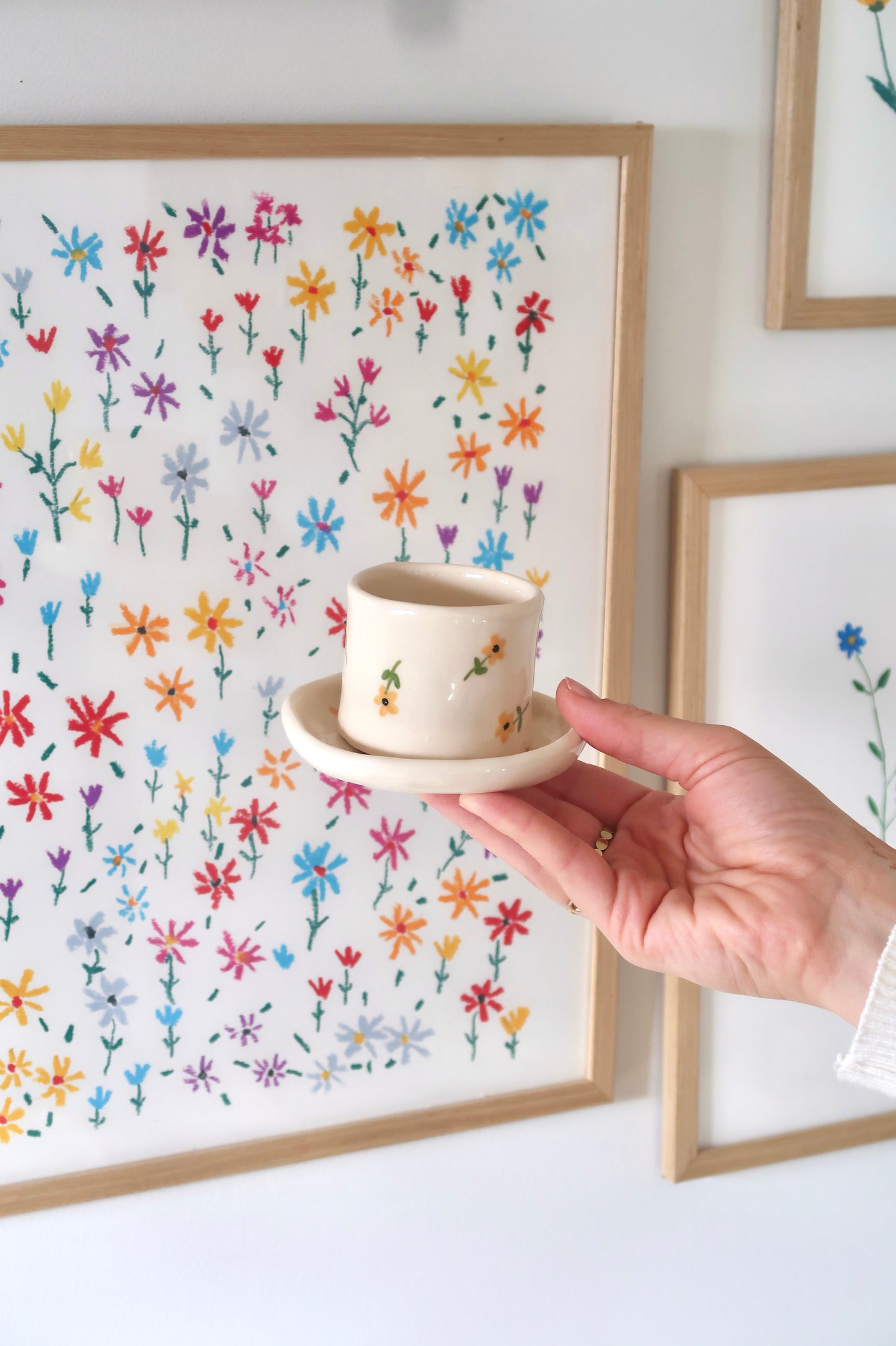 Coffee set with yellow flowers