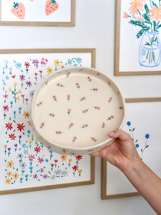 Large bowl with pink flowers