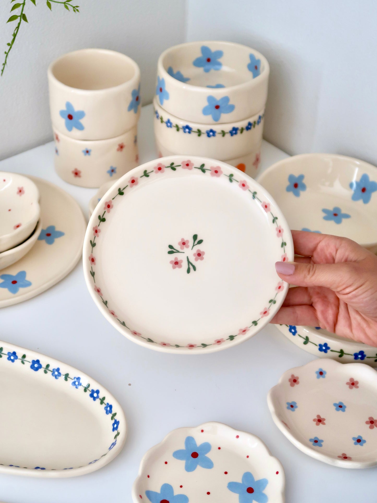 Breakfast/ dessert plate with pink flowers