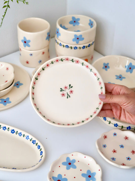 Breakfast/ dessert plate with pink flowers