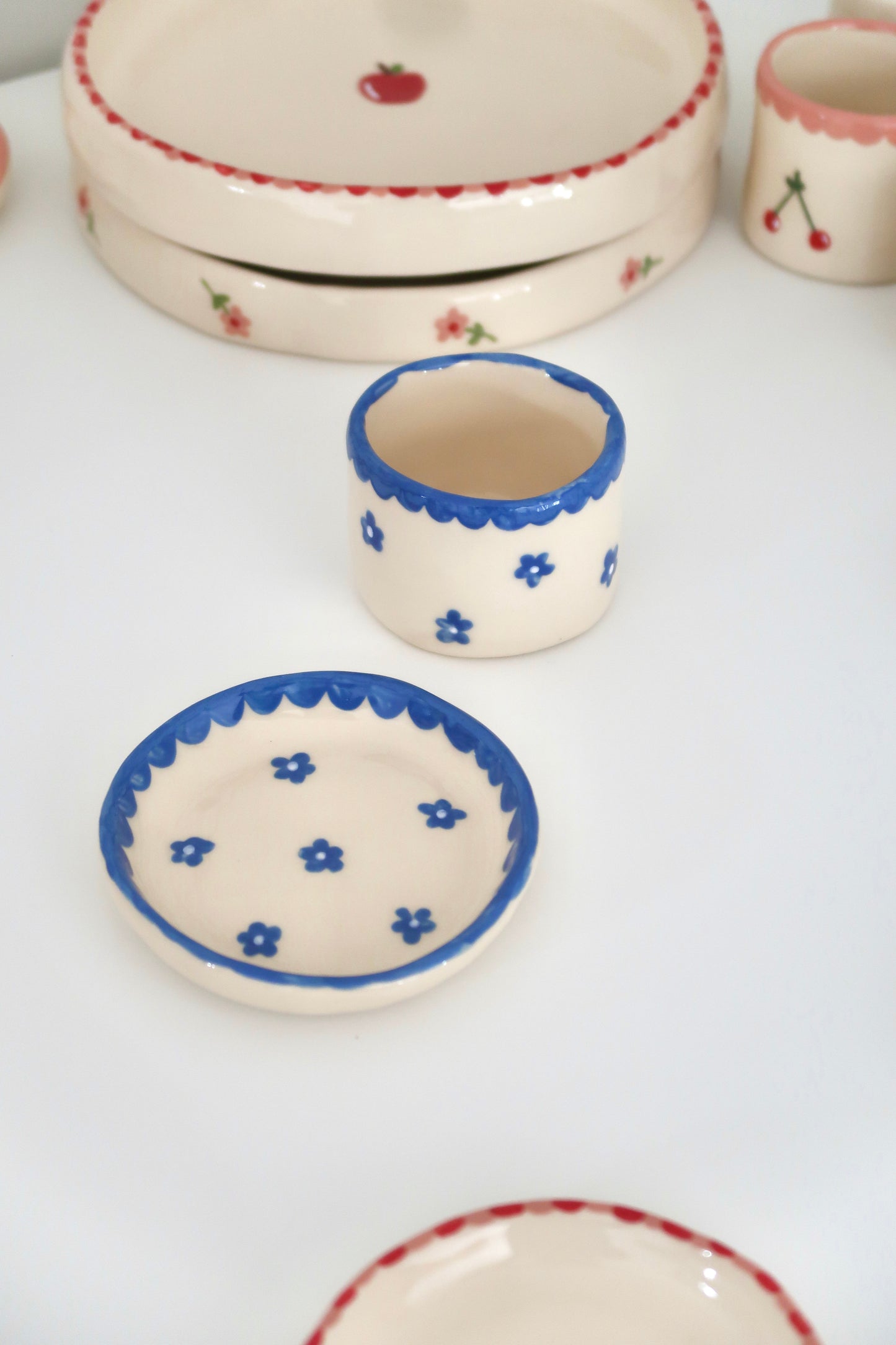 Coffee set with blue flowers