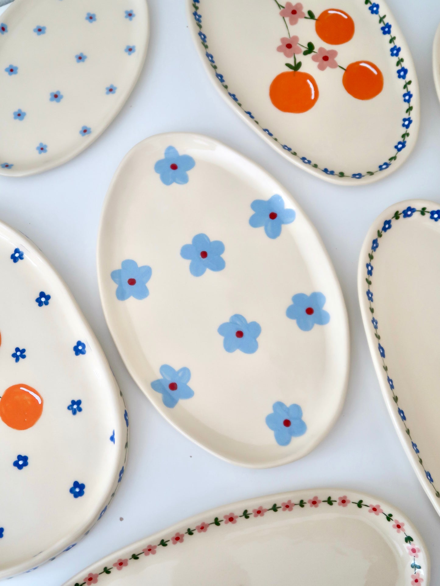 Platter with blue flowers