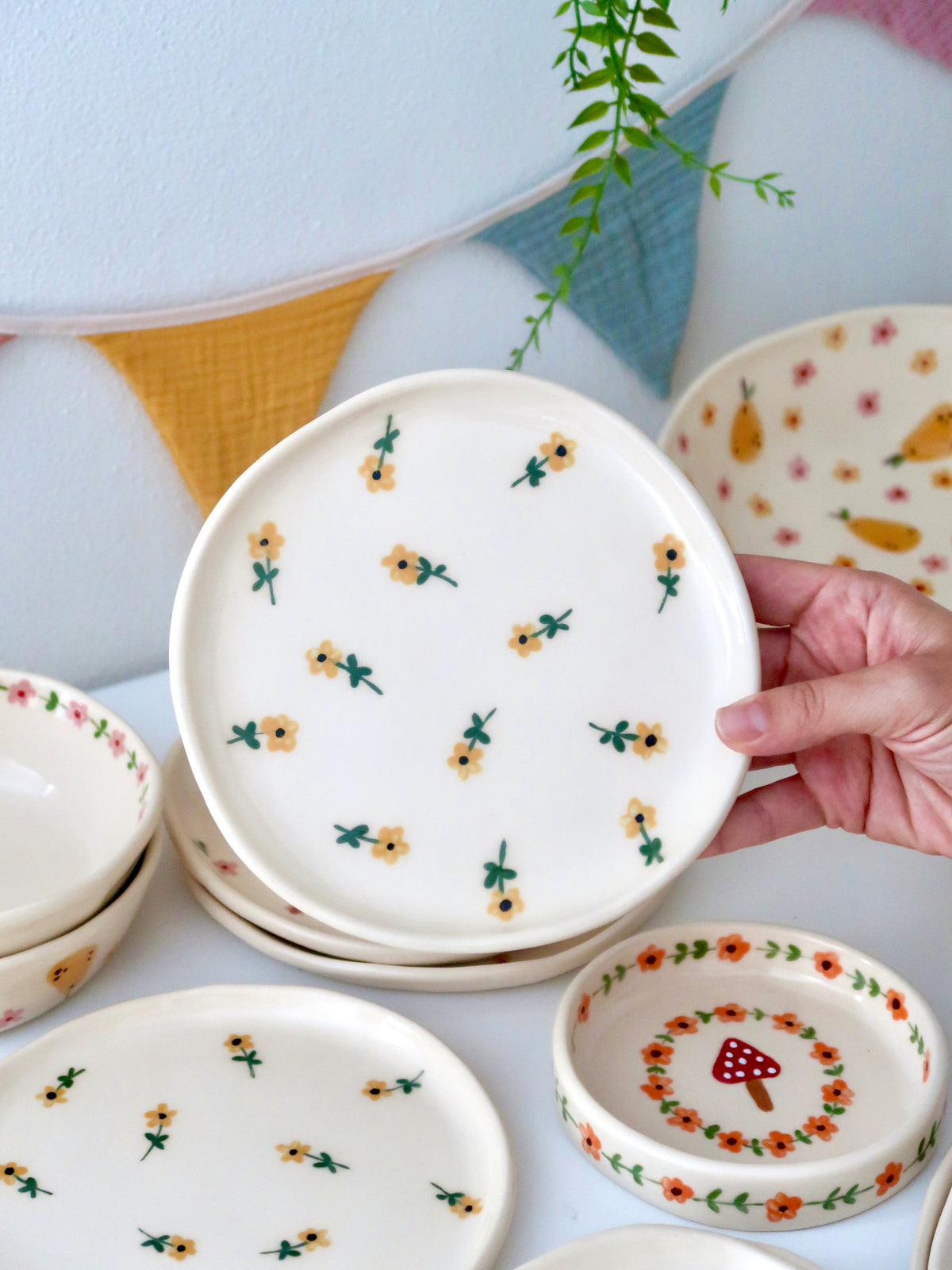 Breakfast/Dessert plate with yellow flowers