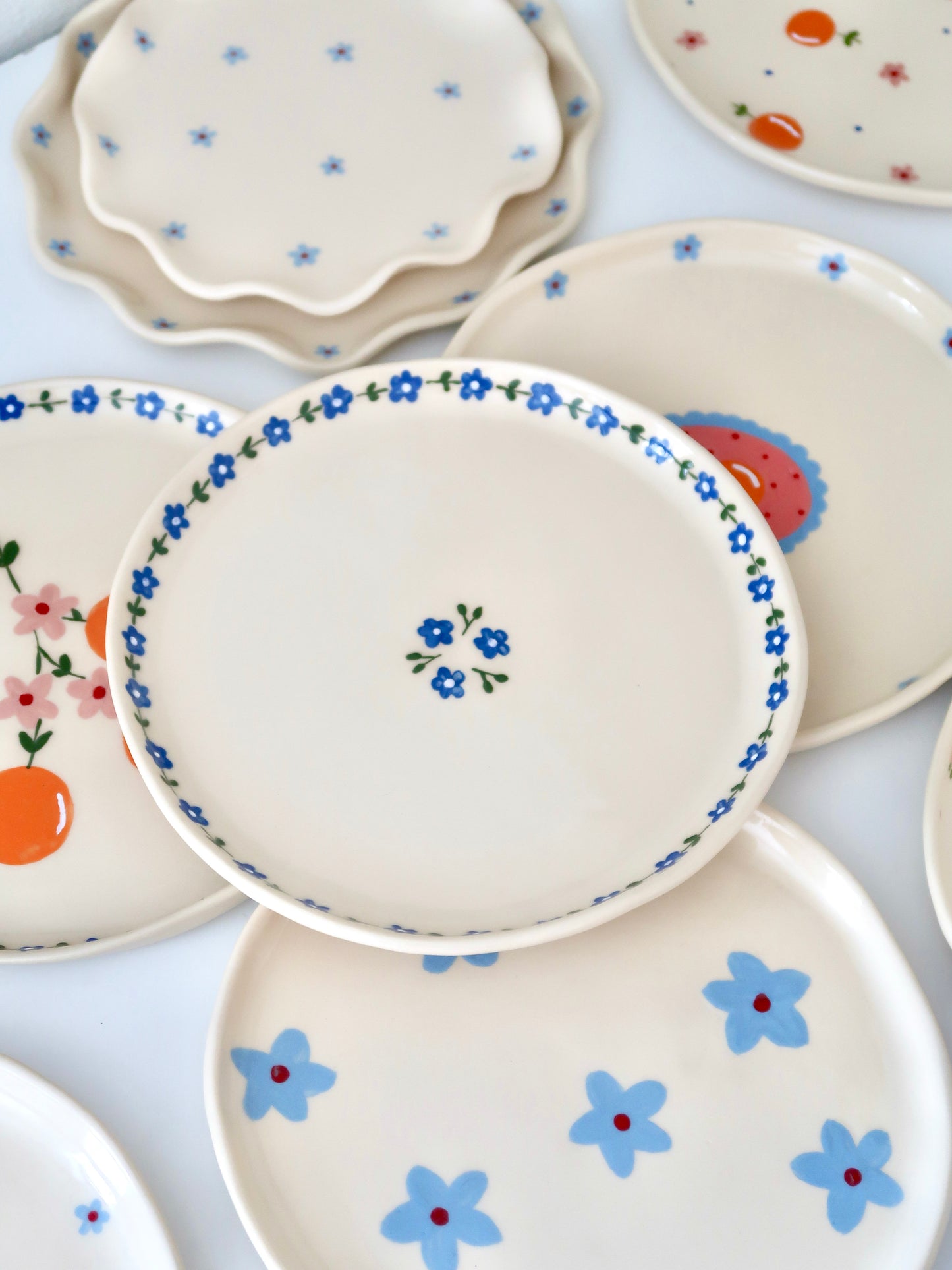 Plate with blue flowers