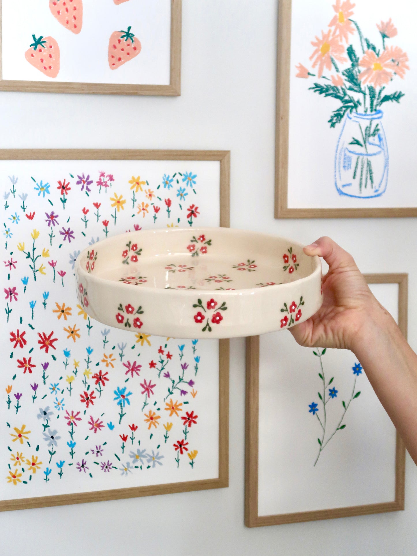 Large bowl with red flowers