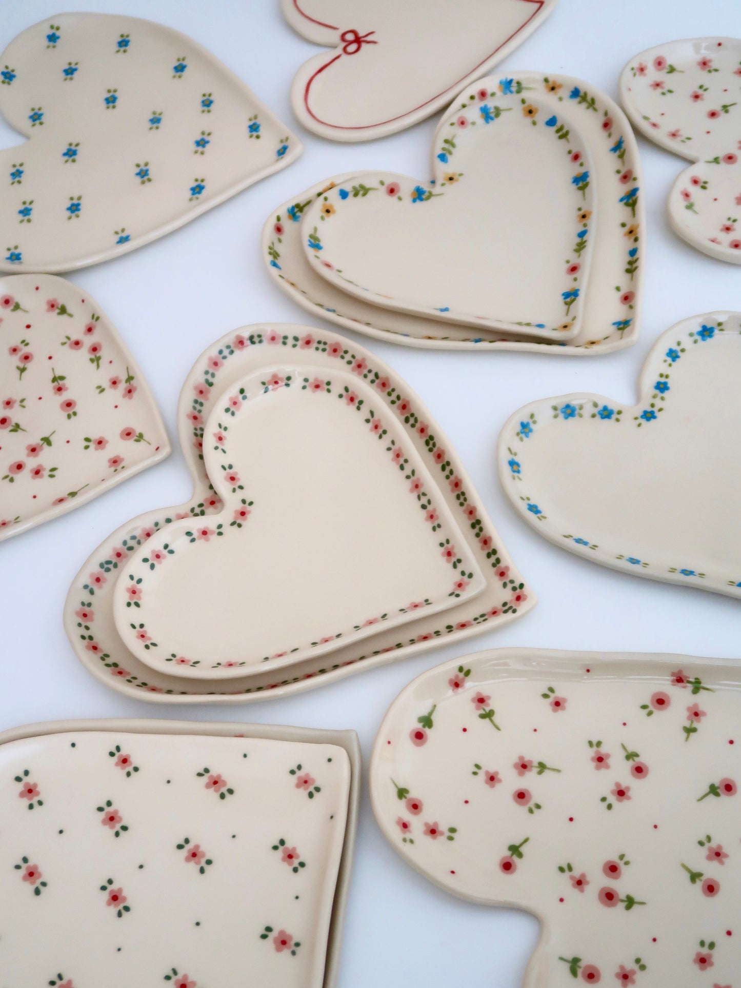 Large heart shaped plate with pink flowers