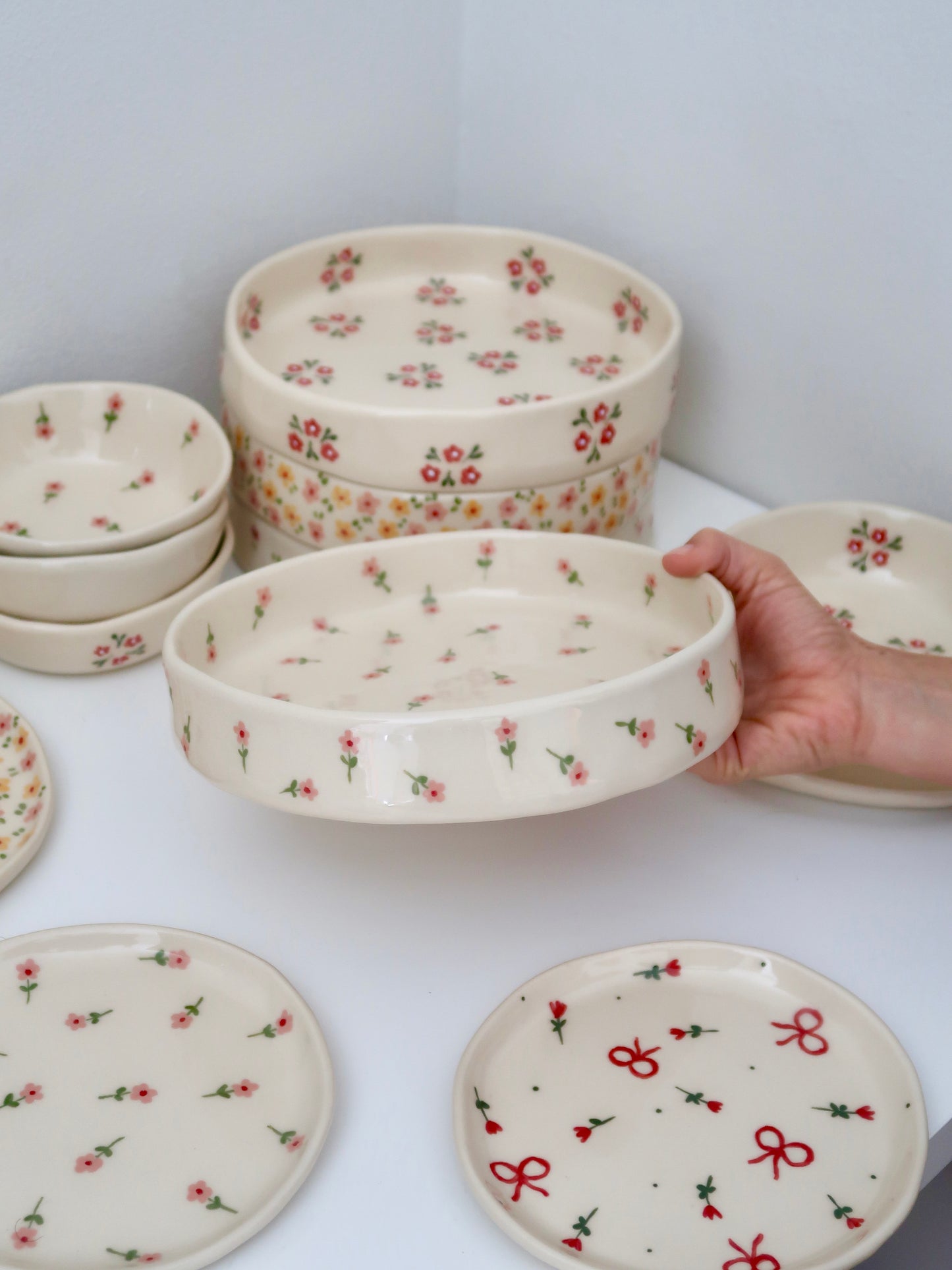 Large bowl with pink flowers