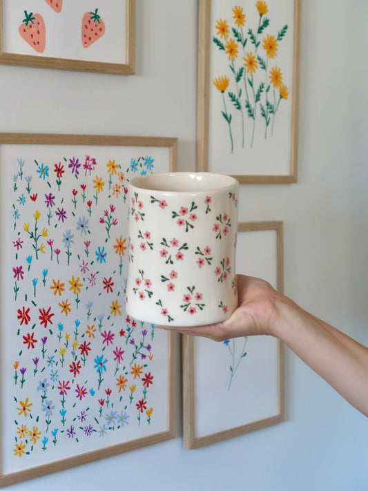 Vase with pink flowers - big size