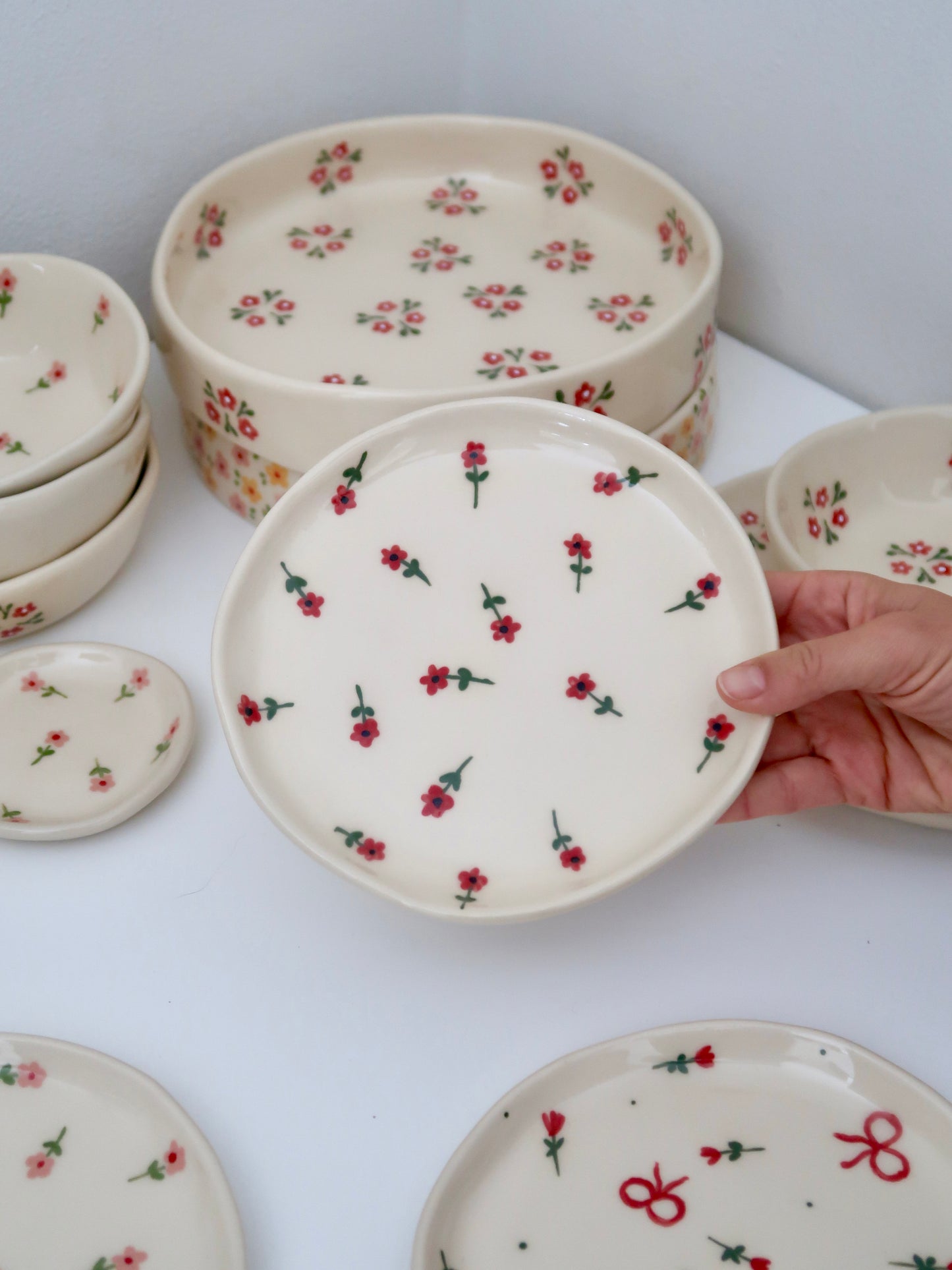Breakfast/ dessert plate with red flowers