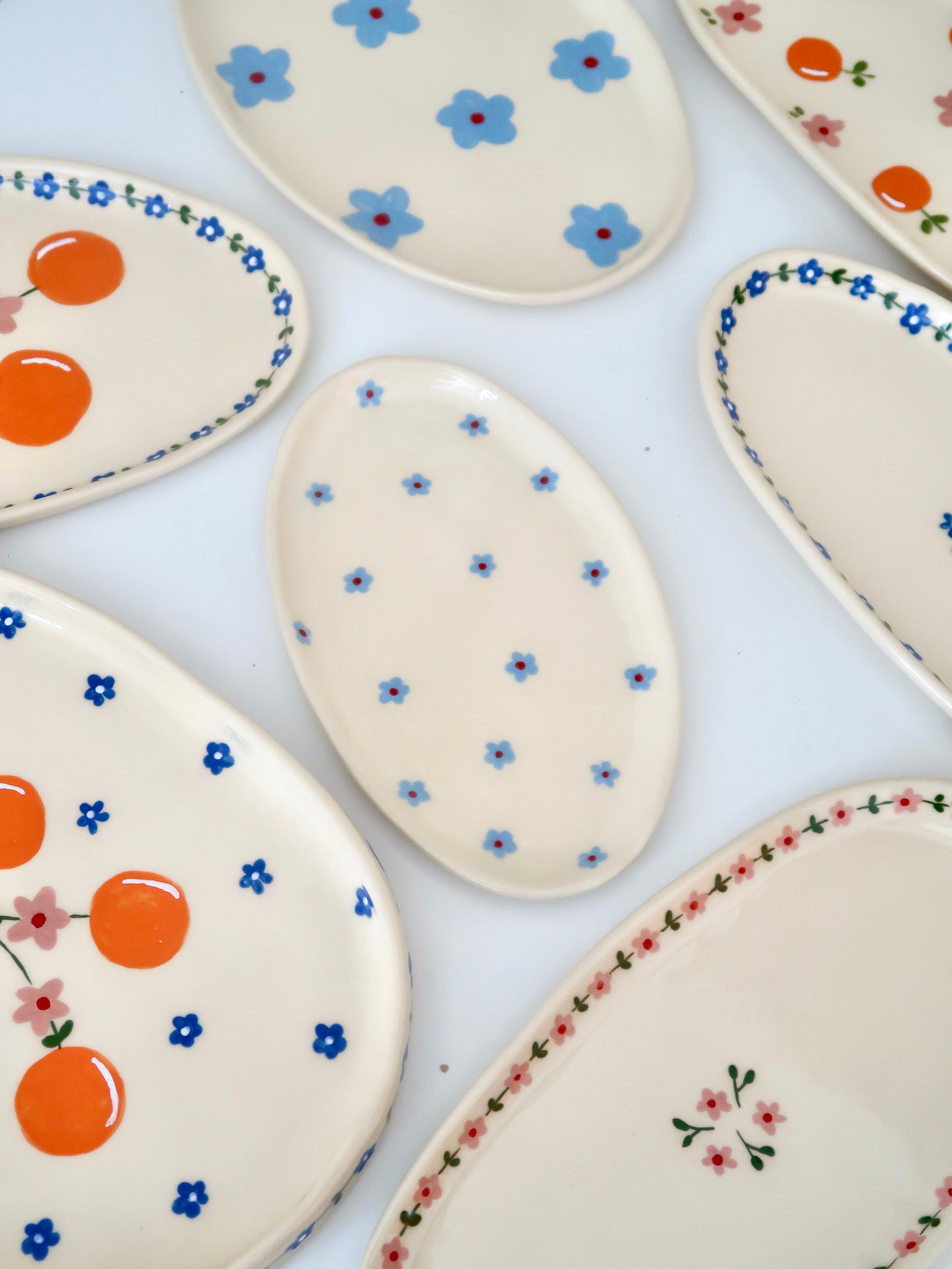 Platter with blue flowers