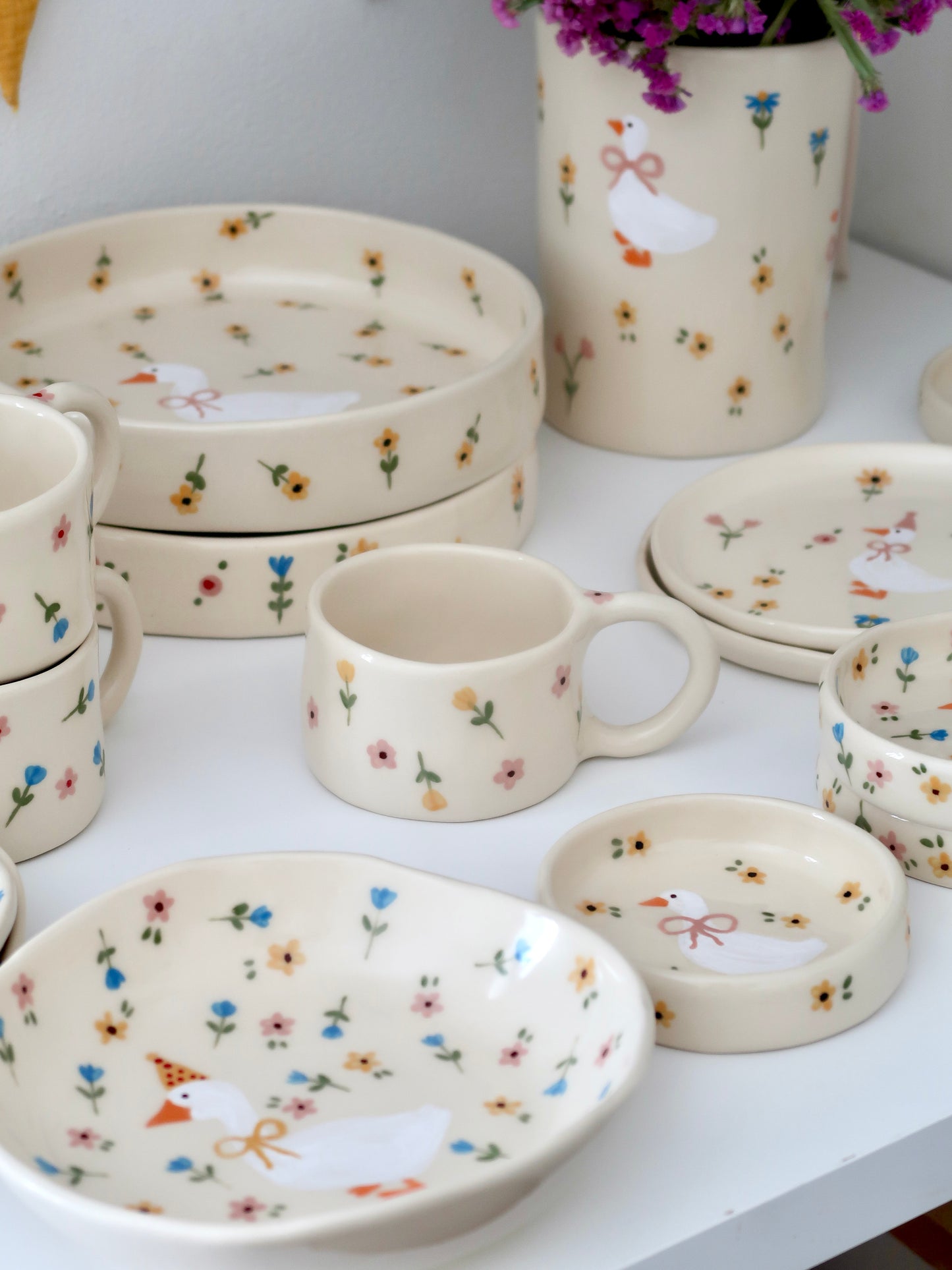 Mug with yellow and pink flowers