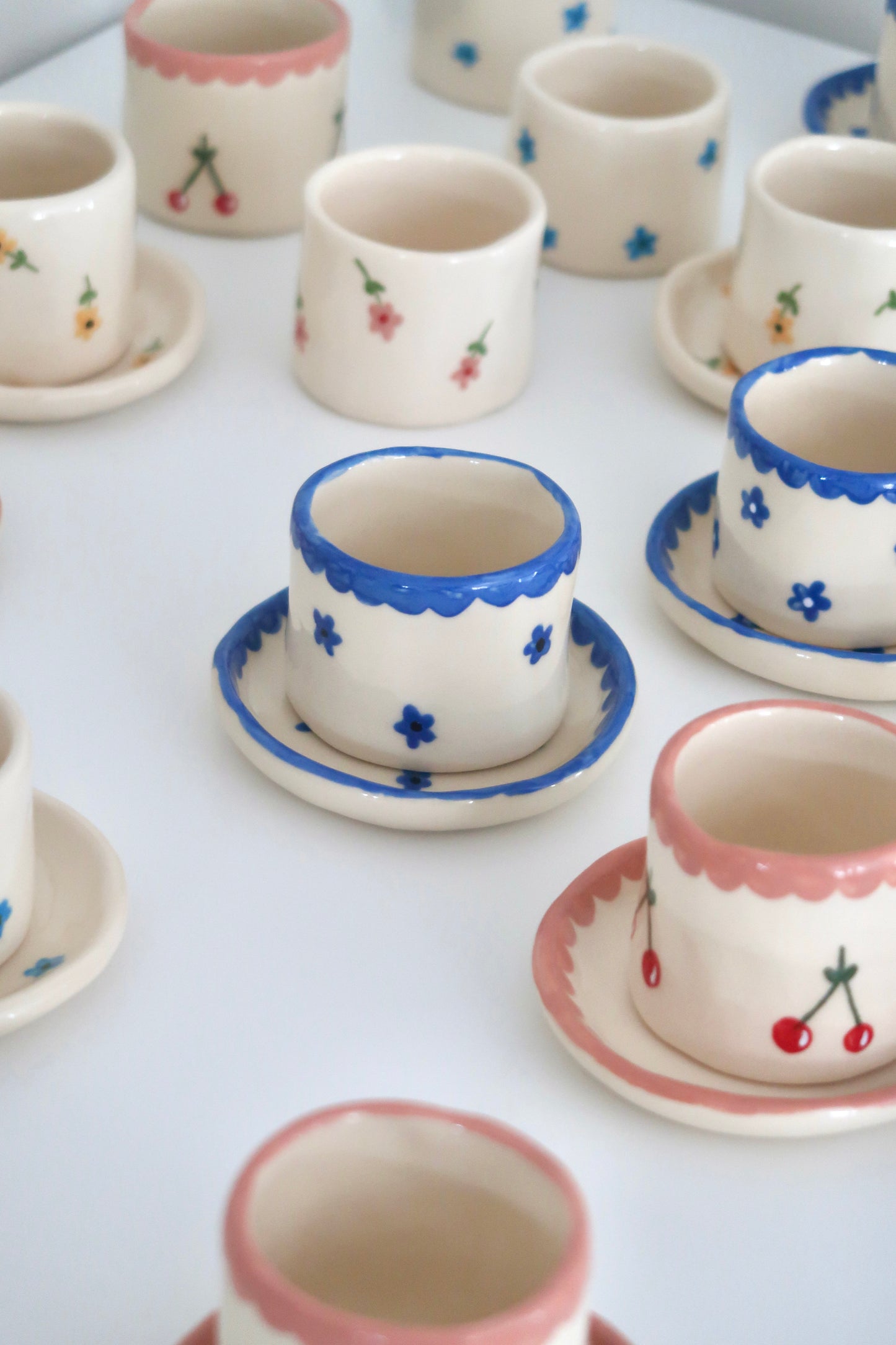 Coffee set with blue flowers