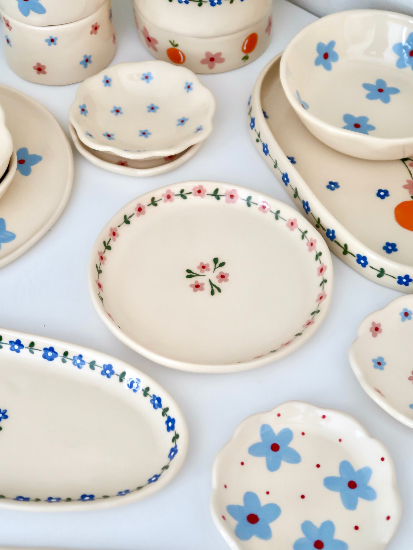 Breakfast/ dessert plate with pink flowers