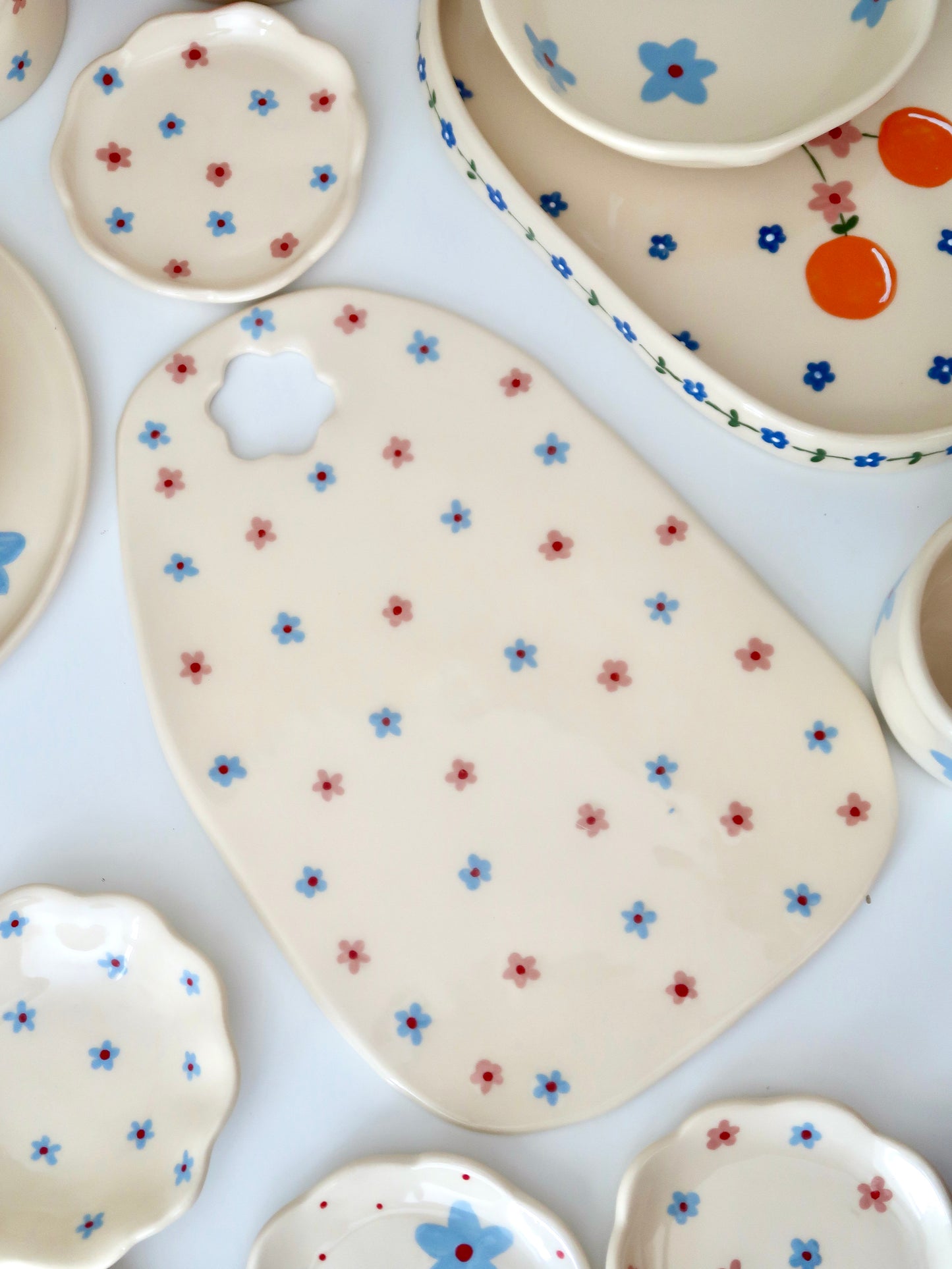 Kitchen Board with pink and blue flowers