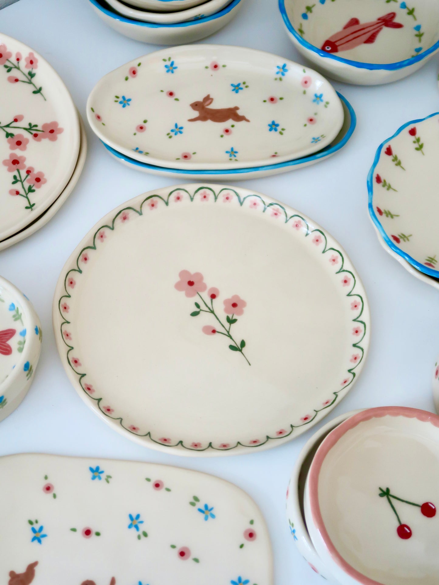 Plate with pink flowers