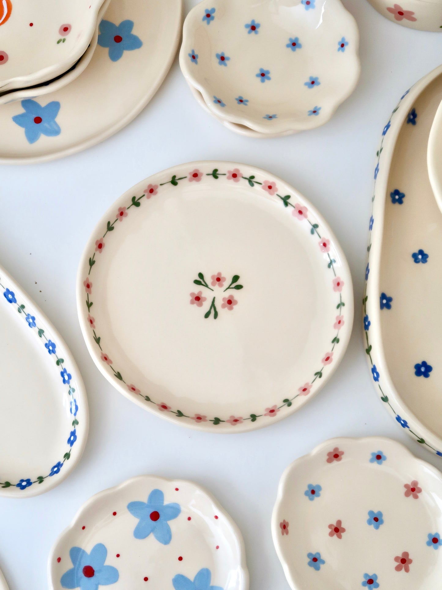 Breakfast/ dessert plate with pink flowers