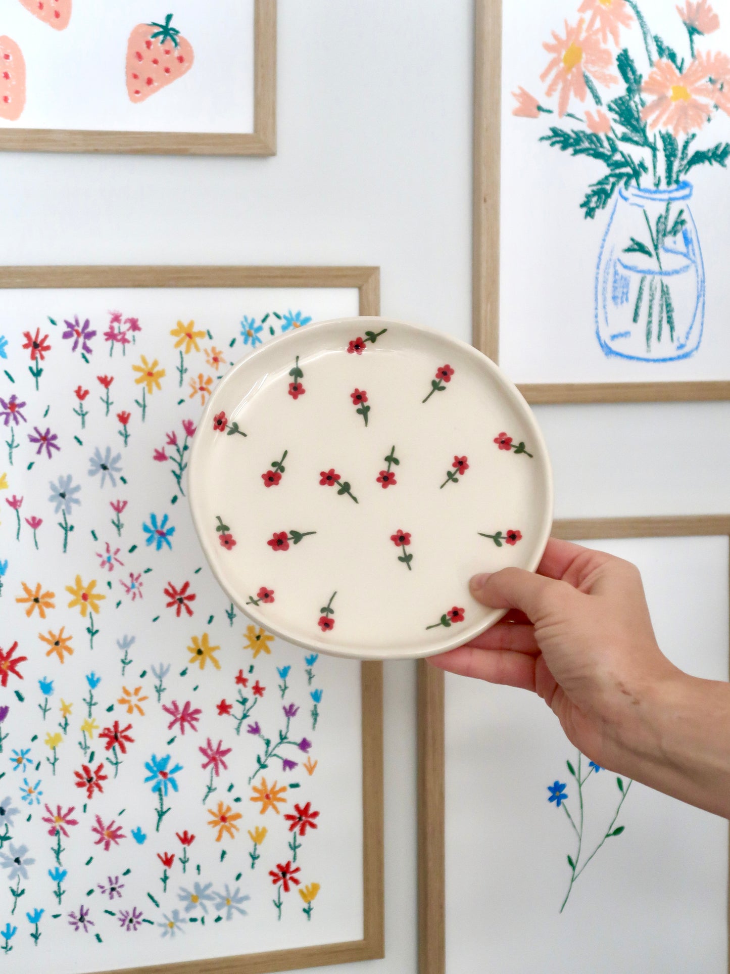 Breakfast/ dessert plate with red flowers