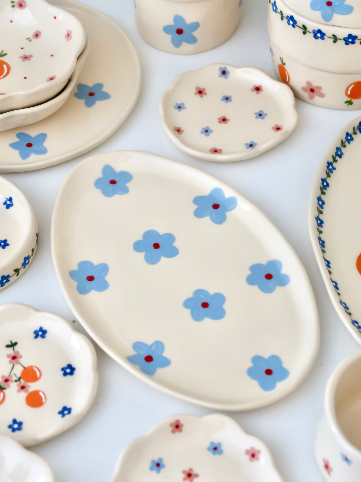 Platter with blue flowers
