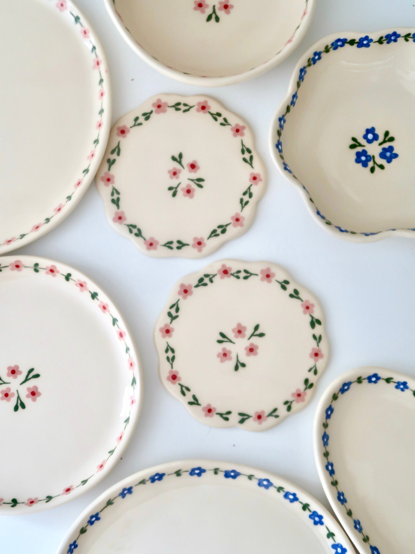 Pink Flowers Scalloped Coaster