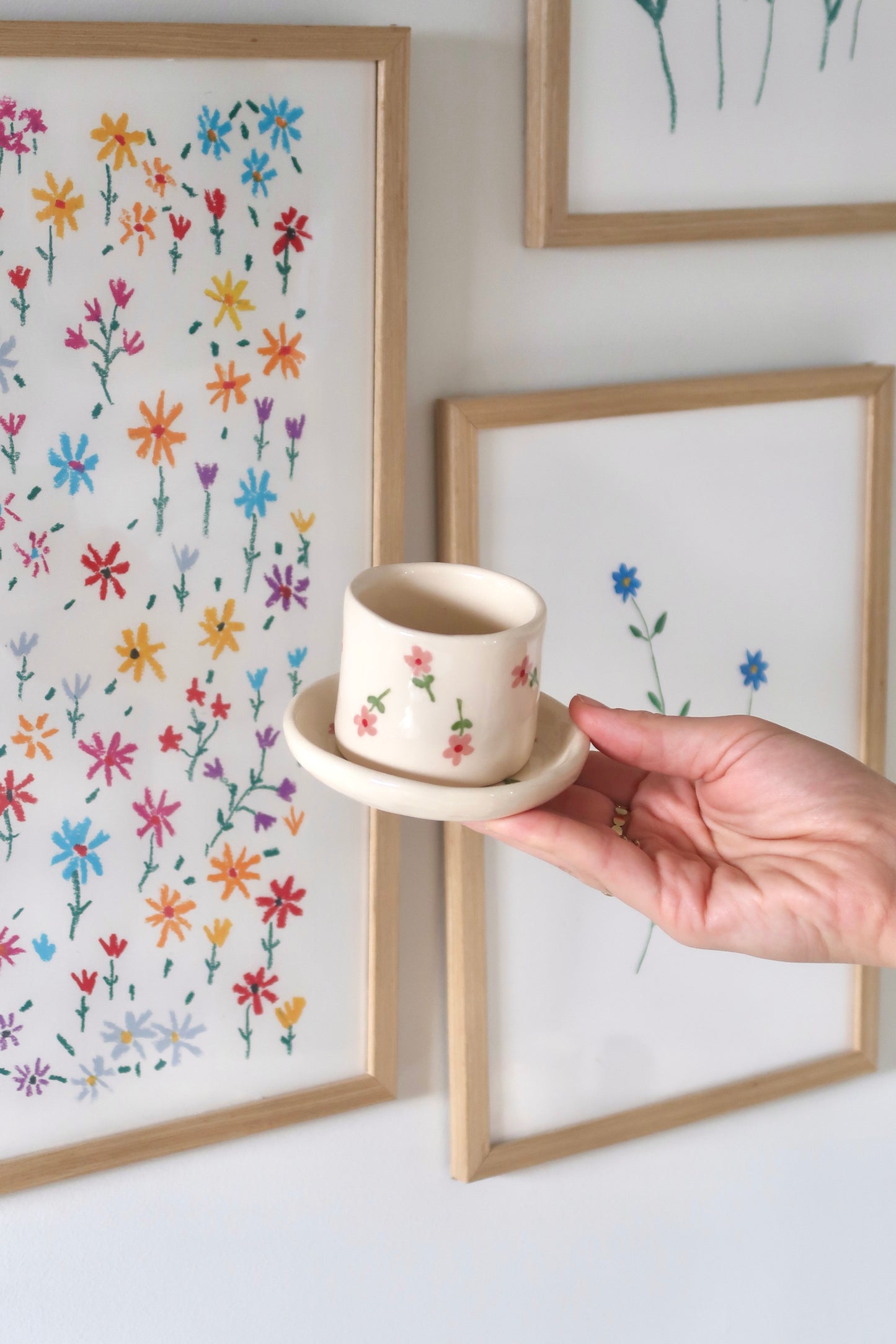 Coffee set with pink flowers