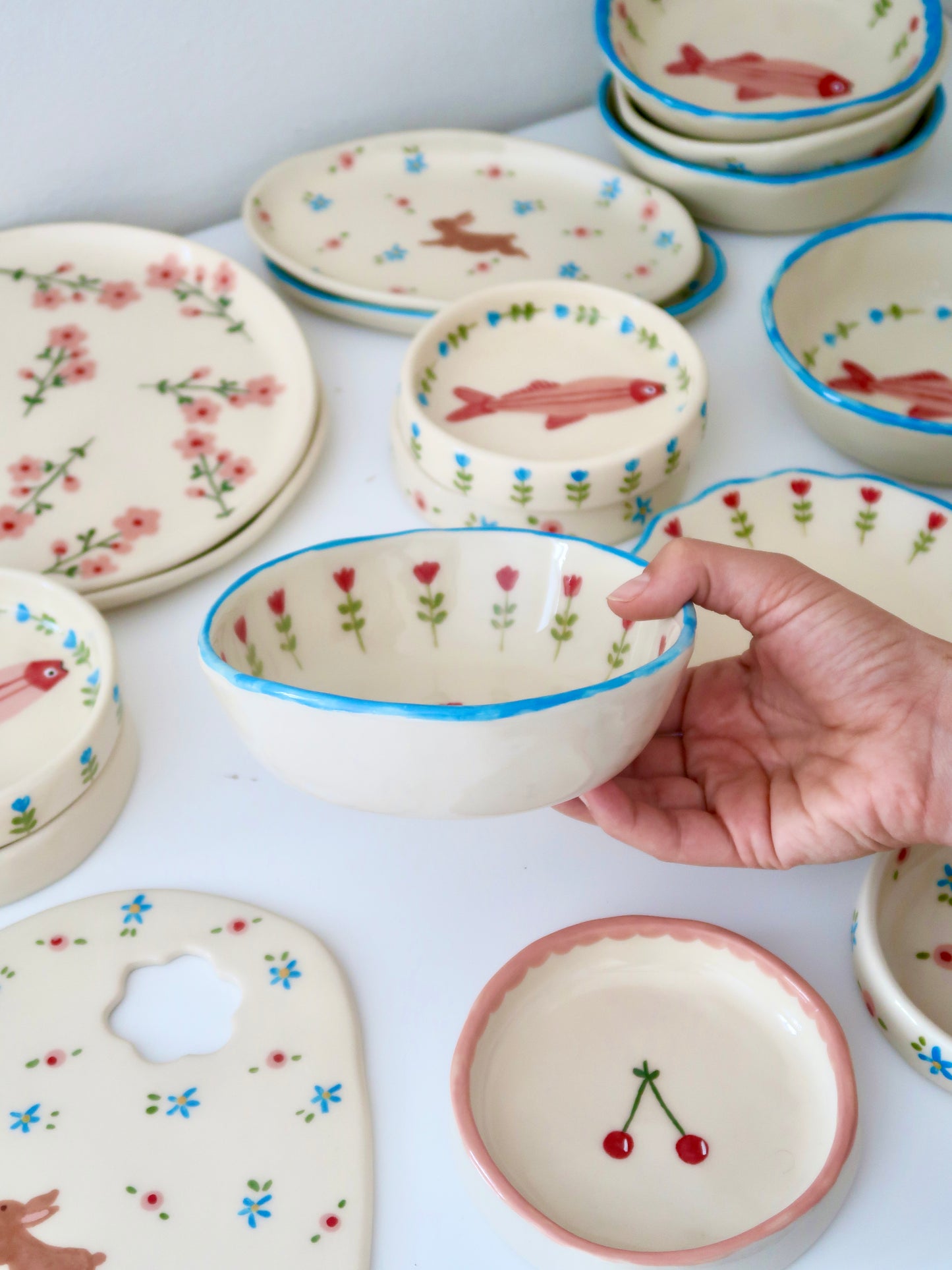 Bowl with red flowers