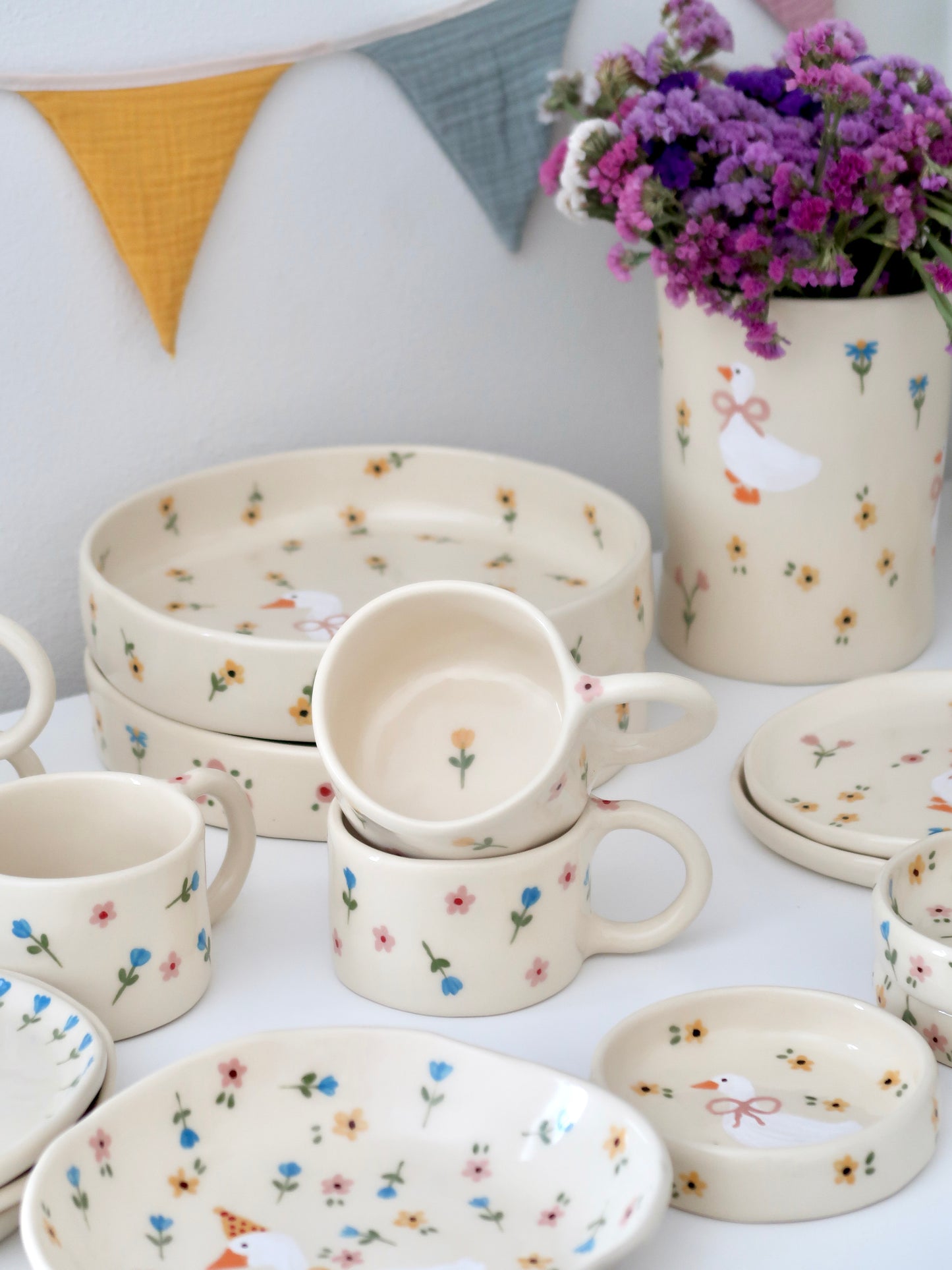 Mug with yellow and pink flowers