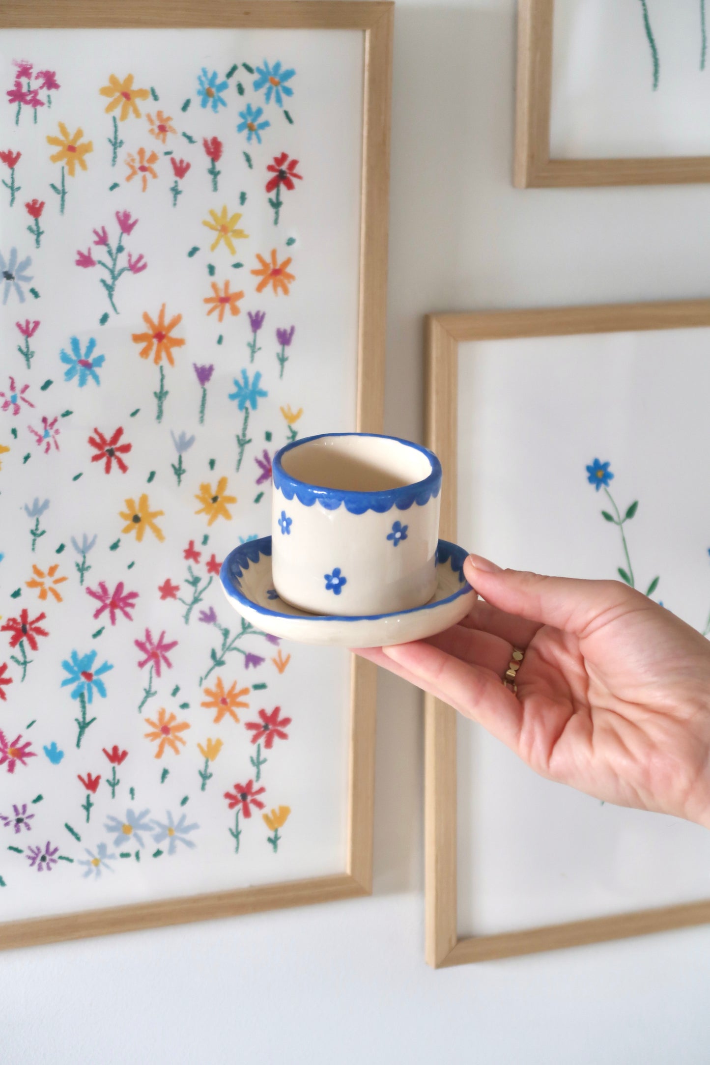 Coffee set with blue flowers