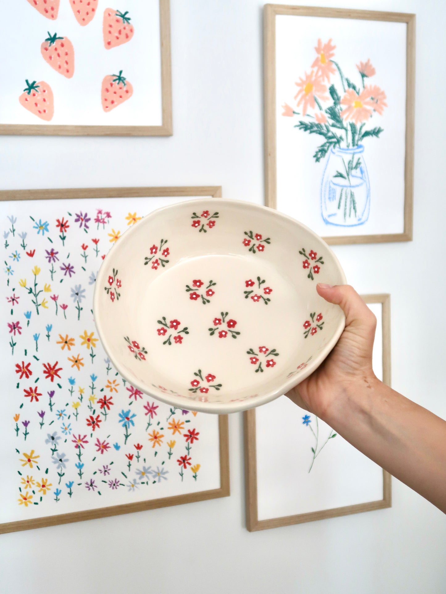 Large bowl with red flowers