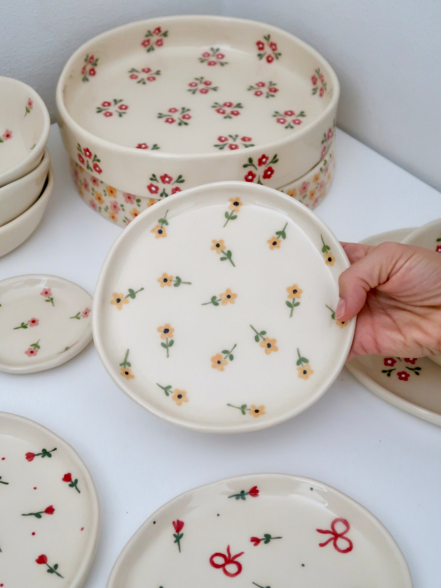 Breakfast/ dessert plate with yellow flowers