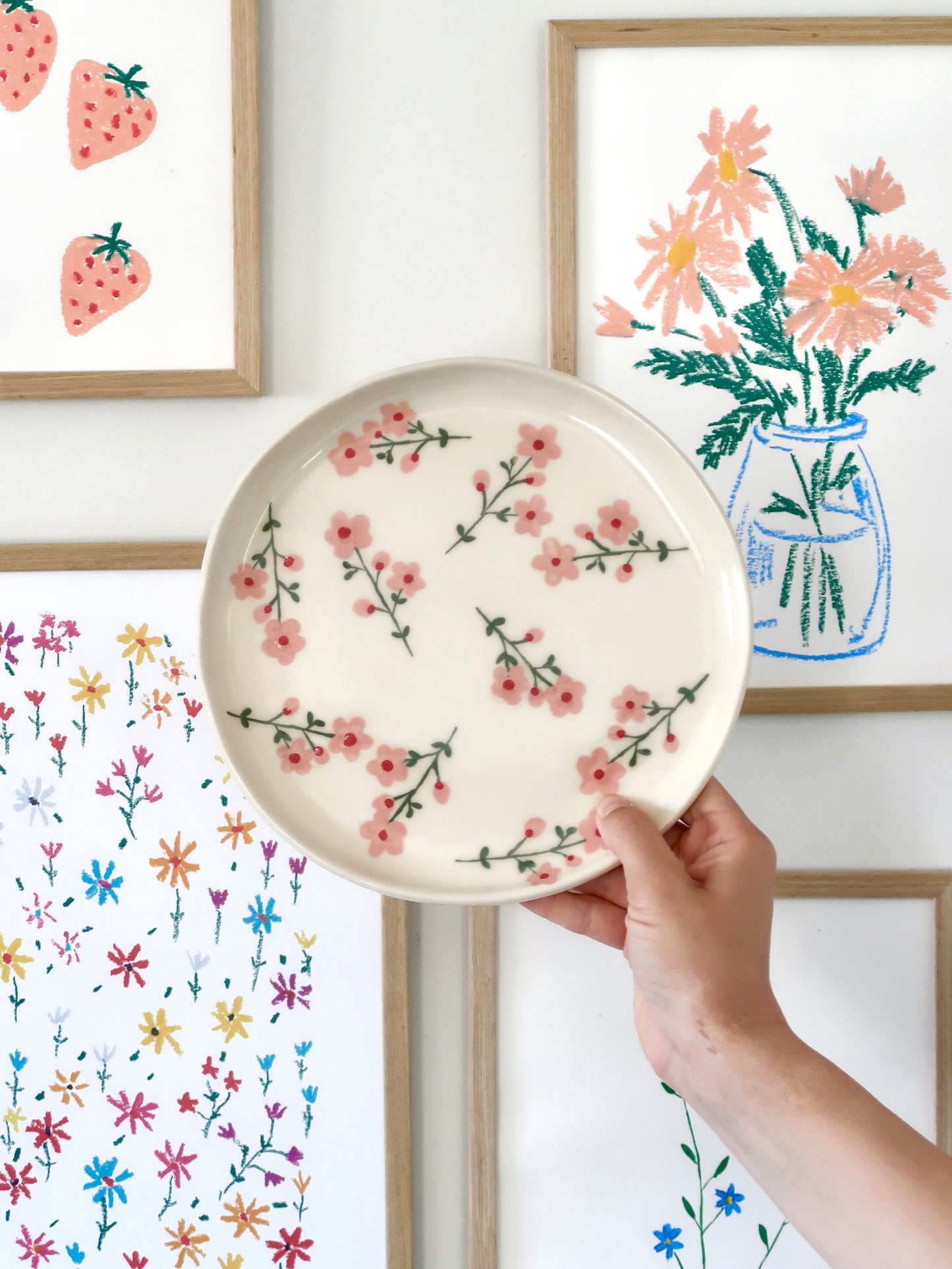 Plate with pink flowers