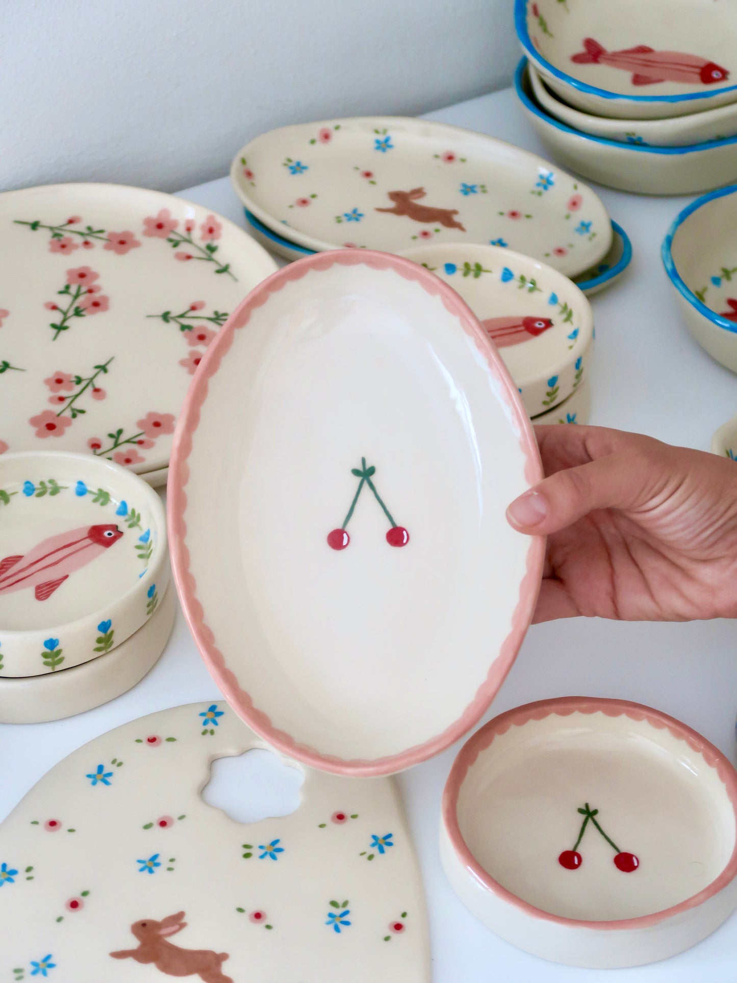 Platter with cherry