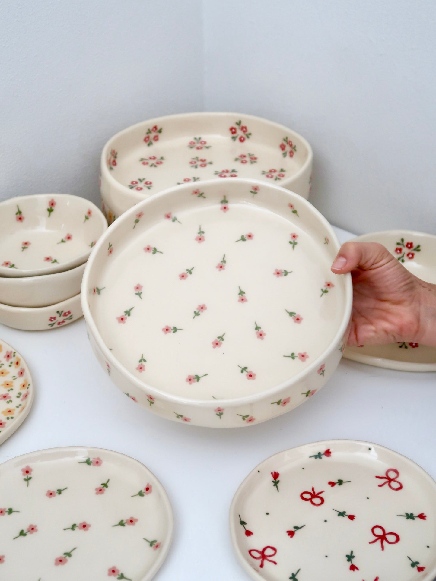 Large bowl with pink flowers