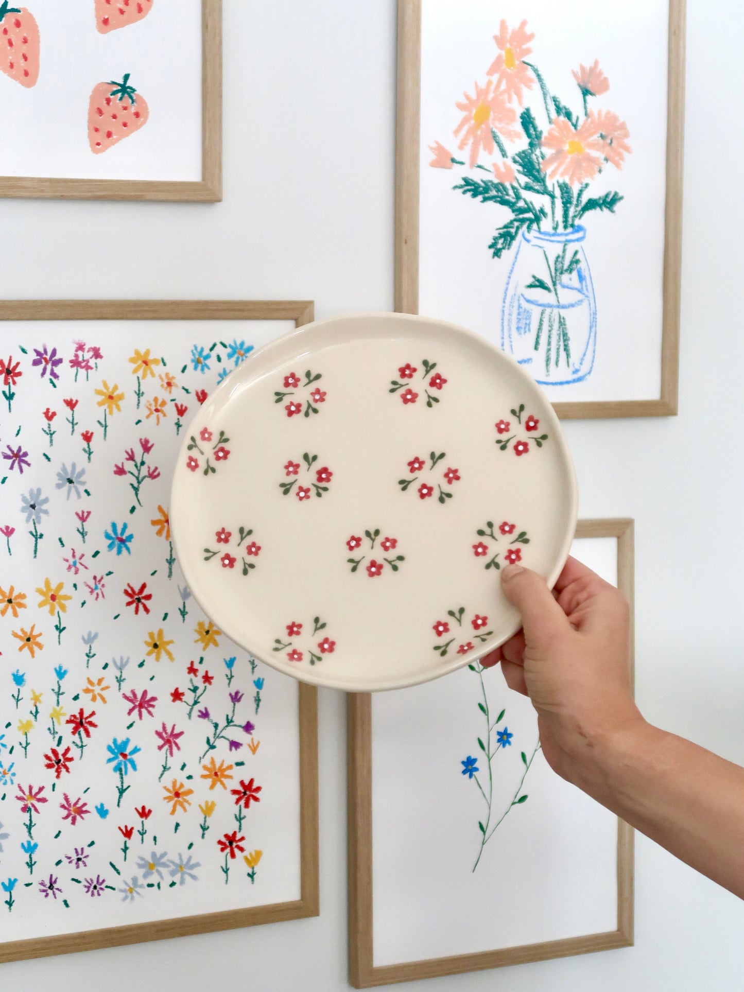 Plate with red flowers