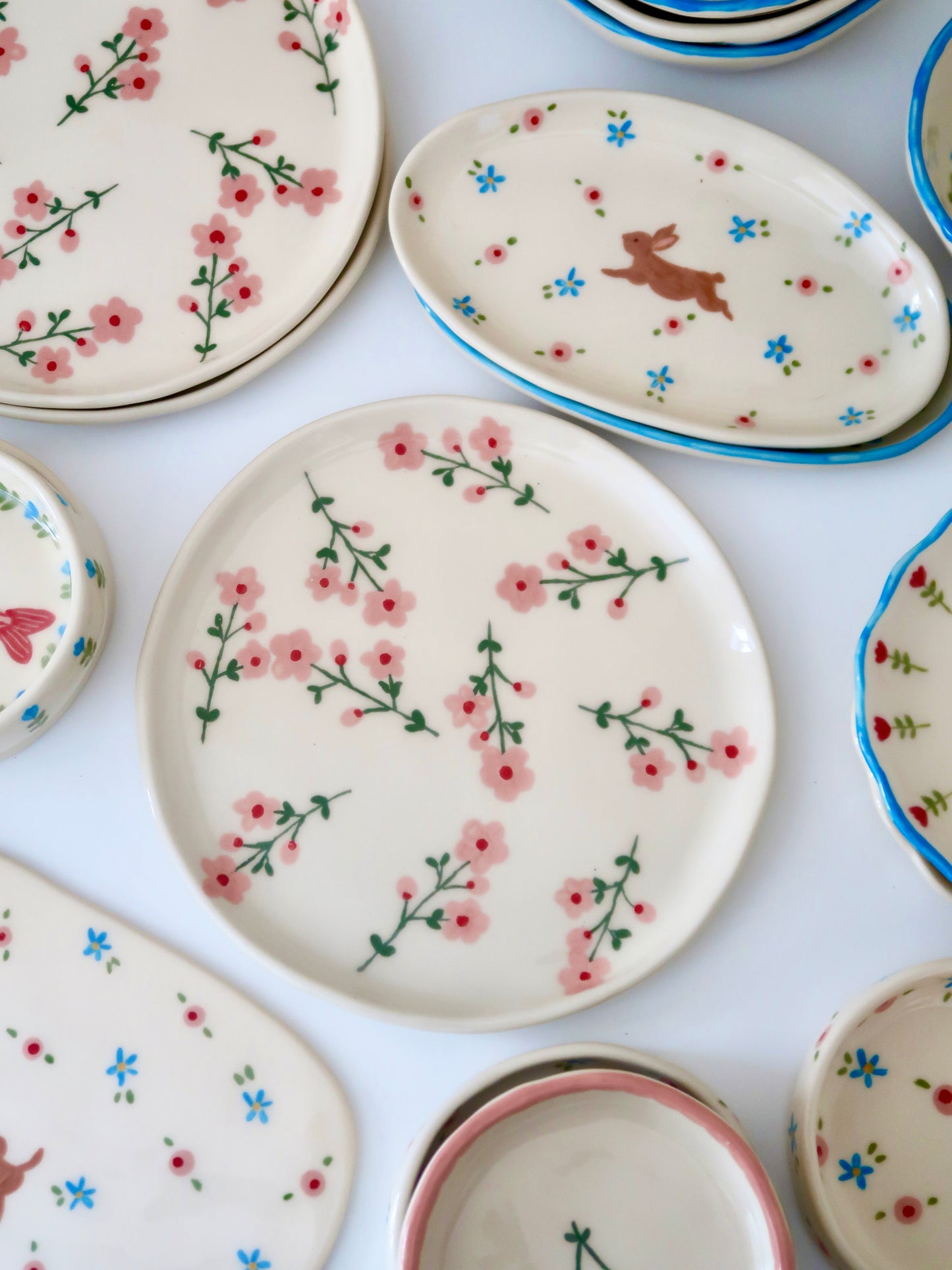 Plate with pink flowers