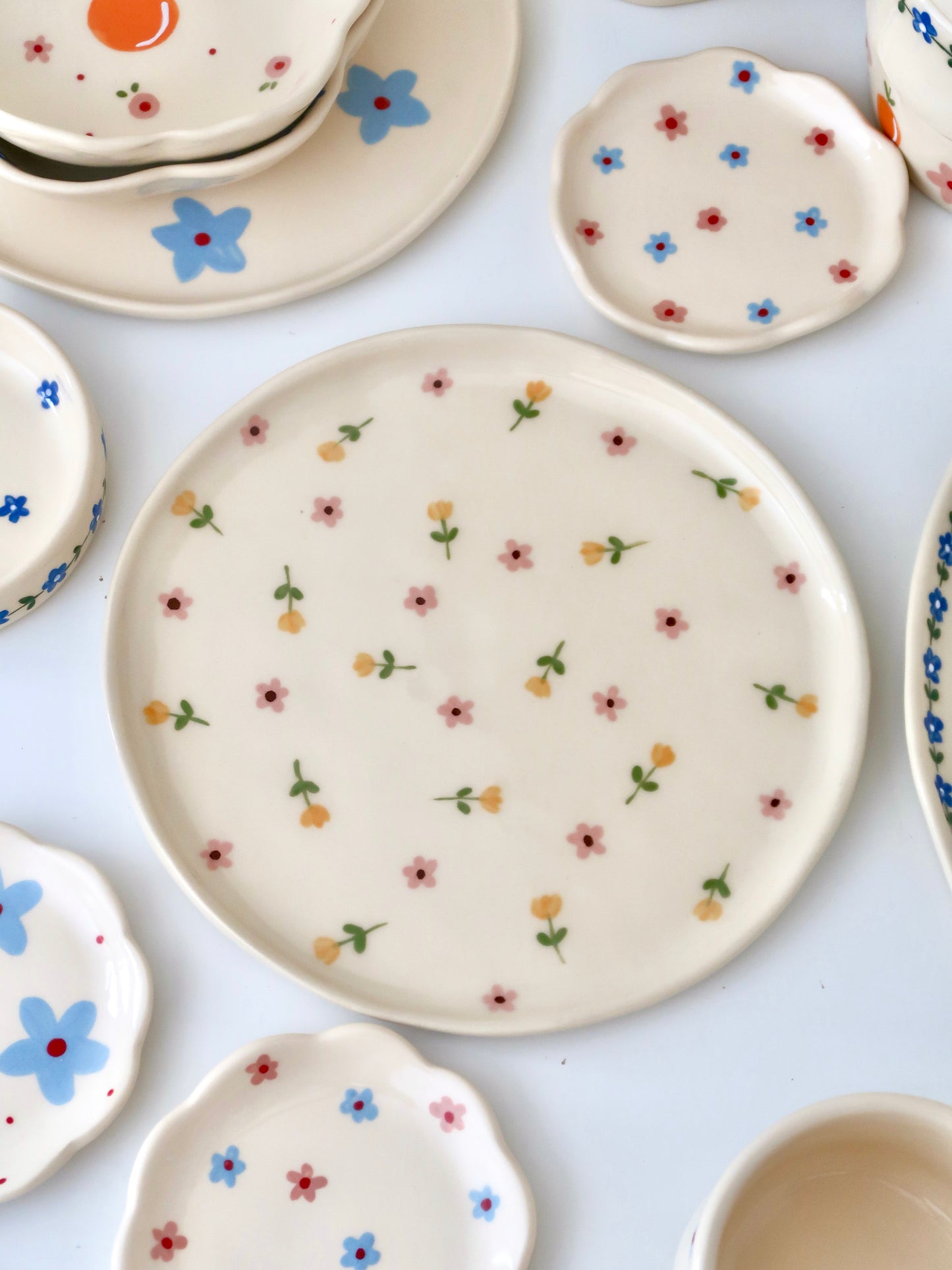 Plate with yellow and pink flowers