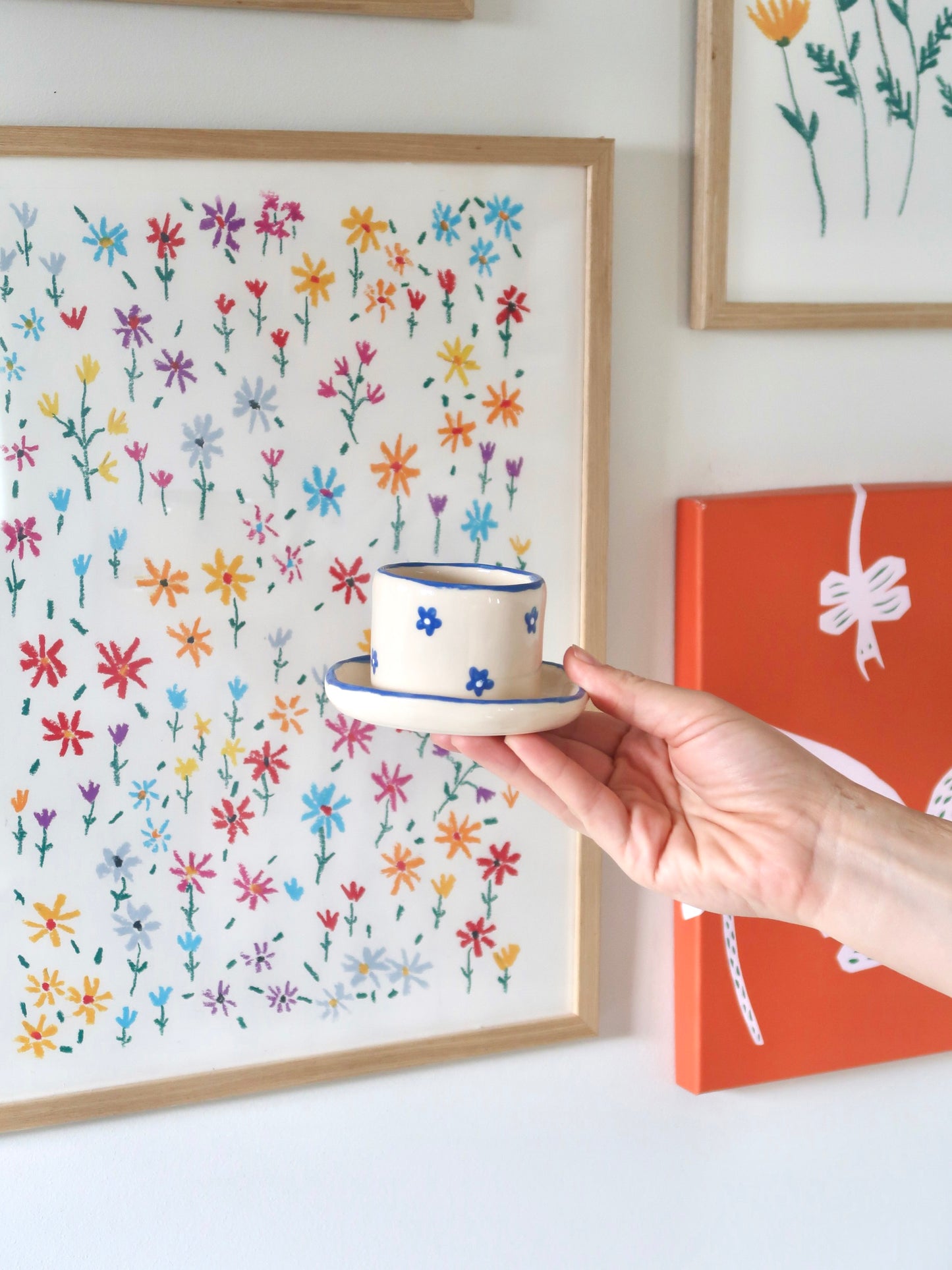 Coffee set with blue flowers