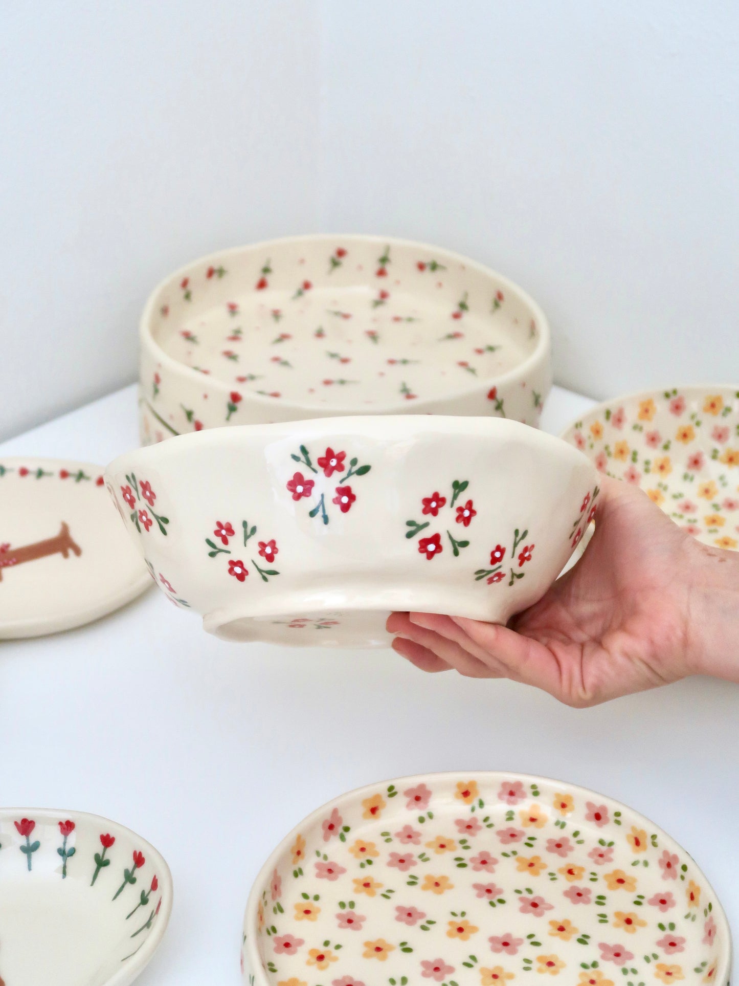 Large bowl with red flowers