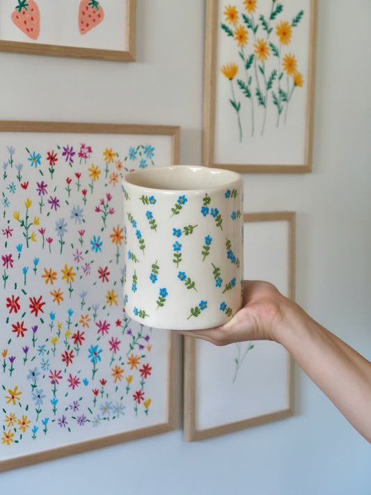 Vase with blue flowers - big size